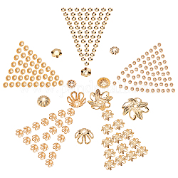 Creatcabin 1 Box 500 Stück 18 Karat vergoldete Filigrane Blumen-Perlenkappen Abstandshalter Bulk-Perlenkappen für die DIY-Schmuckherstellung, 5 Stile