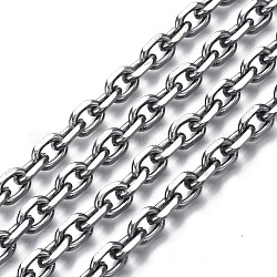 Cadenas de cable de hierro sin soldar, cadenas de corte de diamante, con carrete, gunmetal, 8.8x6.2x1.7mm, aproximadamente 32.8 pie (10 m) / rollo
