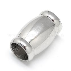 201 Stainless Steel Magnetic Clasps, Barrel, Stainless Steel Color, 19x11.5mm, Hole: 8mm