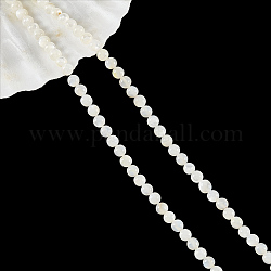 Cuentas de concha naturales blancos mechones, perla de concha de nácar, redondo, blanco antiguo, 3.5mm, agujero: 0.5 mm, aproximamente 112 pcs / cadena, 15.35'' (39 cm)