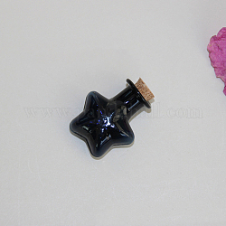 Mini contenants de perles de bouteille en verre à haute teneur en borosilicate, souhaitant bouteille, avec bouchon en liège, étoiles du nord, noir, 2.35x2.05 cm