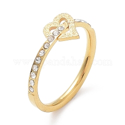 Ионное покрытие (IP) 304 кольцо в форме сердца из нержавеющей стали с фианитом, золотые, внутренний диаметр: 17.2 мм