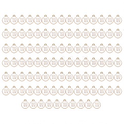 Emaille Anhänger Legierung, flach rund mit Konstellation / Sternbild, Licht Gold, weiß, Jungfrau, 15x12x2 mm, Bohrung: 1.5 mm, 100 Stück / Karton