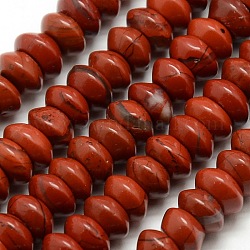 Cuentas de jaspe rojo natural rondelle hebras, 6.5x3mm, agujero: 1 mm, aproximamente 118 pcs / cadena, 15.7 pulgada