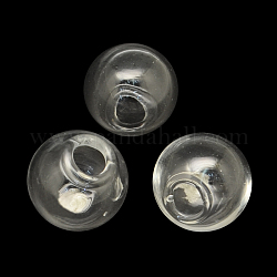Bottiglie rotonde fatte a mano in vetro soffiato a sfera, per la realizzazione di pendenti in fiala di vetro, chiaro, 8mm, Foro: 3 mm