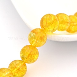 Natürlichen Quarzkristall runde Perlen Stränge, gefärbt und erhitzt, golden, 8 mm, Bohrung: 1 mm, ca. 24 Stk. / Strang, 7.4 Zoll