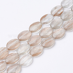Synthétiques rutile perles de quartz brins, ovale, rose brumeuse, 18~18.5x13~13.5x5mm, Trou: 1mm, Environ 22 pcs/chapelet, 15.7 pouce