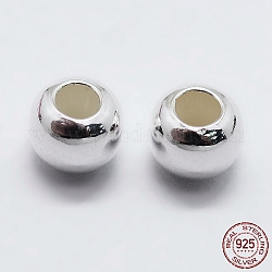 925 шарики стерлингового серебра, круглые, серебряные, 3 мм, отверстие : 1~1.2 мм, около 504 шт / 10 г