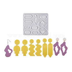 DIY Pendant Silicone Molds, Resin Casting Molds, Mixed Irregular Shapes, White, 145x128x5mm, Inner Diameter: 19~64x22~55mm