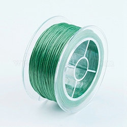 Flat Elastic Crystal String, Elastic Beading Thread, for Stretch Bracelet Making, Green, 0.8mm, about 54.68 yards(50m)/roll