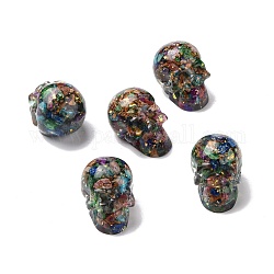 Perle di scaglie di diaspro imperiale naturale in resina trasparente tinte, Senza Buco / undrilled, teschio, 30x21.5x22.5mm