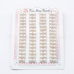 Natur kultivierten Süßwasser Perlen, Klasse 3 a, Hälfte gebohrt, Rondell, Blumenweiß, 6x4 mm, Bohrung: 0.8 mm, zu 120 Stk. / Karton