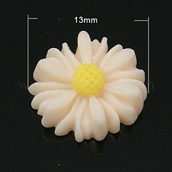 Resin Cabochons, Flower, for Costume & Headwear and Earring Decoration, PeachPuff, 13x4mm