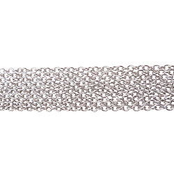 Pandahall Elite Messing Kabelketten, gelötet, Nickelfrei, langlebig plattiert, Platin Farbe, 2x1.5x0.5 mm