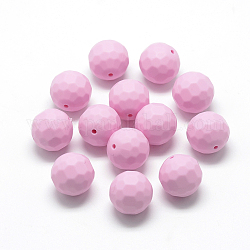 Food Grade Eco-Friendly Silicone Beads, Chewing Beads For Teethers, DIY Nursing Necklaces Making, Faceted Round, Pearl Pink, 15.5mm, Hole: 1mm