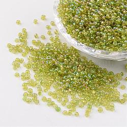 Round Trans. Colors Rainbow Glass Seed Beads, Green Yellow, 
Size: about 2mm in diameter, hole:1mm, about 3306pcs/50g