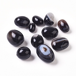 Cuentas de ónix negro natural, teñido y climatizada, oval, 10~21x7~15mm, agujero: 1.2~1.6 mm