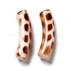 Perles acryliques opaques à imprimé léopard peintes à la bombe, Tube, Pérou, 31x8x9.5mm, Trou: 1.8mm, environ 345 pcs/500 g