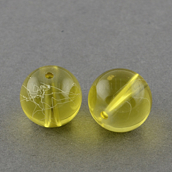 Ziehbank transparente Glasperlen Stränge, gischt gemalt, Runde, dunkelgolden, 6 mm, Bohrung: 1.3~1.6 mm, 31.4 Zoll