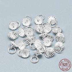 925 Sterling Silber Anhänger Bügel, für die Hälfte gebohrt Perlen, mit Sprungring, Silber, 6~7x6~6.5 mm, Loch: 4 mm, Stift: 1 mm