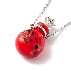 Fiala di profumo in vetro con collana pendente corona, gioielli in acciaio al titanio per le donne, colore acciaio inossidabile, rosso, 25.1 pollice (63.8 cm)