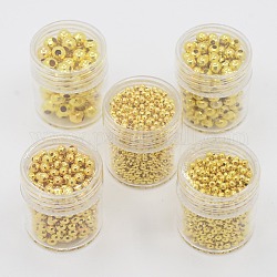 Ferro rotondo spacer perline, oro, 2~5mm, foro: 1~2mm (cinque dimensioni: 5mm, foro:2mm, 4mm, foro:1.7mm, 3mm, Foro: 1.2 mm, 2.5mm, foro:1mm, 2mm, foro: 0.8mm)