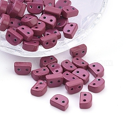 Spray Painted Alloy Multi-Strand Links, For Tile Elastic Bracelets Making, Half Round, Dark Orchid, 6x8.5x4mm, Hole: 1.2mm