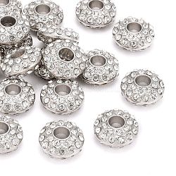 Abalorios de Diamante de imitación de la aleación, Grado A, platinado, Sin cadmio y níque y plomo, aproximamente 16 mm de diámetro, 9 mm de espesor, agujero: 5 mm