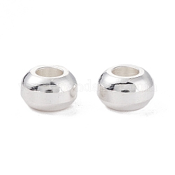 Messing Perlen, runde Säule, 925 Sterling versilbert, 5x3 mm, Bohrung: 2 mm