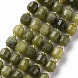 Hebras de perlas naturales de jade de canada, barril, facetados, 6x5.5mm, agujero: 1 mm, aproximamente 52~53 pcs / cadena, 15.35 pulgada (39 cm)