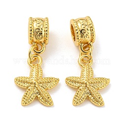 Ciondoli pendenti europei in lega di stile tibetano, Ciondoli di grandi dimensioni, stelle marine / stelle marine, oro, 27mm, ciondoli:15x12.5x2mm, Foro: 4.5 mm