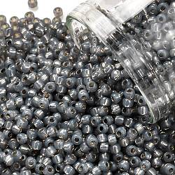 Круглые бусины toho, японский бисер, (2115) опал с черным бриллиантом в серебряной оправе, 11/0, 2.2 мм, отверстие : 0.8 мм, Около 50000 шт / фунт