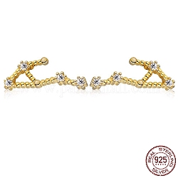 Серьги-гвоздики со звездами из кубического циркония, золотые серьги из серебра 925 пробы, Весы, 12.5x5.8 мм