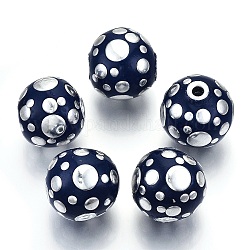 Manuell Indonesiene Perlen, mit Metall-Zubehör, Platin Farbe, Runde, dunkelblau, 22~23 mm, Bohrung: 3 mm