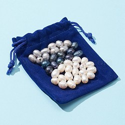 Perle sciolte di perle d'acqua dolce coltivate naturali da 40 pz 3 colori, con pochette rettangolari in velluto, ovale, colore misto, 7~10x7~8mm, Foro: 1.8 mm