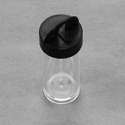 Contenants de perles en plastique avec couvercle noir, colonne, clair, 2.4x5.6 cm, capacité: 10 ml (0.34 oz liq.)