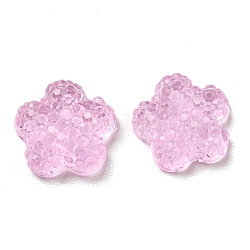 Cabochon in resina epossidica trasparente, fiore, perla rosa, 13x13.5x3.5mm