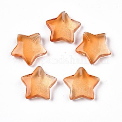Perlas de vidrio pintado en aerosol transparente, estrella de cinco puntas, chocolate, 19x20x5.5mm, agujero: 1.2 mm