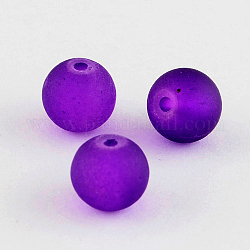 Chapelets de perles en verre transparente  , mat, ronde, violet, 12mm, Trou: 1.3~1.6mm, Environ 70 pcs/chapelet, 31.4 pouce