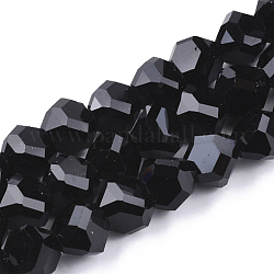 Perles de verre de couleur unie, facette, pyramide triangulaire, noir, 9x9x9mm, Trou: 1.5mm, Environ 50 pcs/chapelet, 17.3 pouce