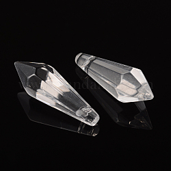 Faceted Glass Pendants, Crystal Suncatcher, Clear, Size: about 12~14mm wide, 36~38mm long, hole:1mm.