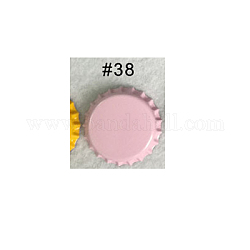 Tinplate Pendant Cabochon Settings, Bottle Cap, Pearl Pink, 34x3mm, Hole: 1.6mm