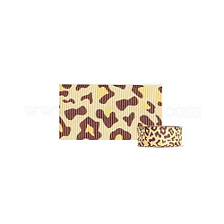 Single-Sided Polyester Grosgrain Ribbon, Leopard Print Pattern, Goldenrod, 1-1/2 inch(38mm)
