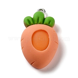 Pendentifs en résine opaque fruits, avec boucles en fer plaqué platine, carotte, 28x16x8mm, Trou: 2mm