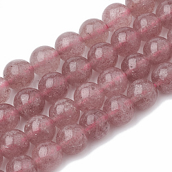 Natürlichen Erdbeere Quarzperlen Stränge, Runde, 8 mm, Bohrung: 1.5 mm, ca. 50 Stk. / Strang, 14.96 Zoll