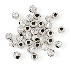 50 pz 925 perline in argento sterling, tondo strutturato, argento, 3mm, Foro: 1.2 mm