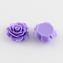 Cabochons de fleur rose de dos plats d'accessoires & accessoires de costume ornements en résine, support violet, 19x8mm