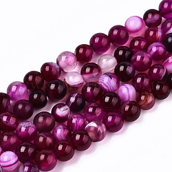 Chapelets de perles d'agate naturelle, teinte, ronde, support violet rouge, 4.5mm, Trou: 1mm, Environ 95~99 pcs/chapelet, 14.96 pouce ~ 15.20 pouces (38 cm ~ 38.6 cm)