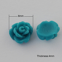 Resin Cabochons, Flower, Teal, 8x4mm