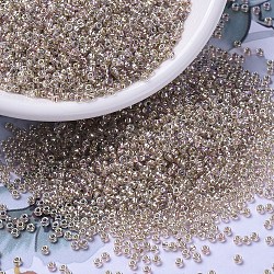 Cuentas de rocailles redondas miyuki, Abalorios de la semilla japonés, (rr3191) rubor claro plateado ab, 11/0, 2x1.3mm, agujero: 0.8 mm, aproximamente 5500 unidades / 50 g